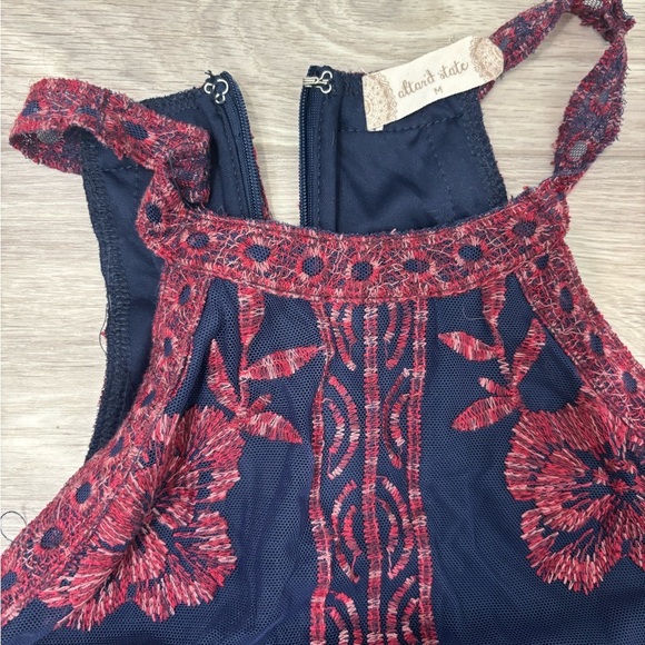 Altar'd State Navy and Red Floral Lace and Embrodisred Dress - Picture 4 of 7